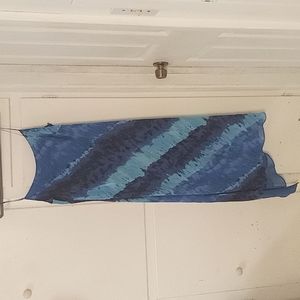 Hollywood Nites tie dye blue cami maxi dress 100% Polyester size 14